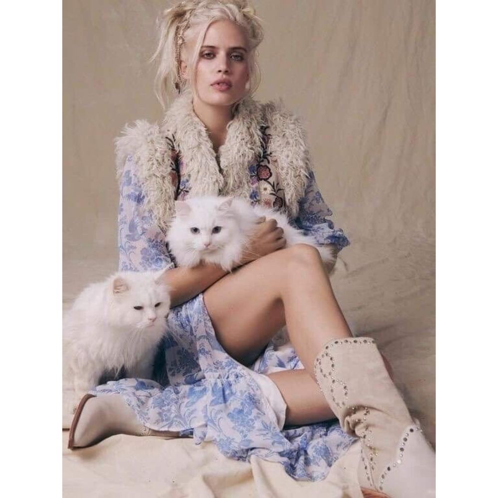 Free People Blue and White Maxi Dress - Picture 3 of 9